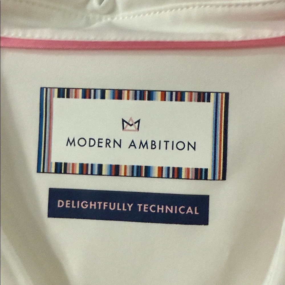 Modern Ambition White Delightfully Technical‎ Office Classic Travel Shirt XL NWT